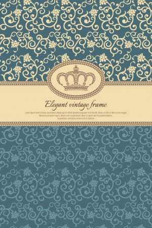 Vintage background with retro pattern and crown のイラスト素材