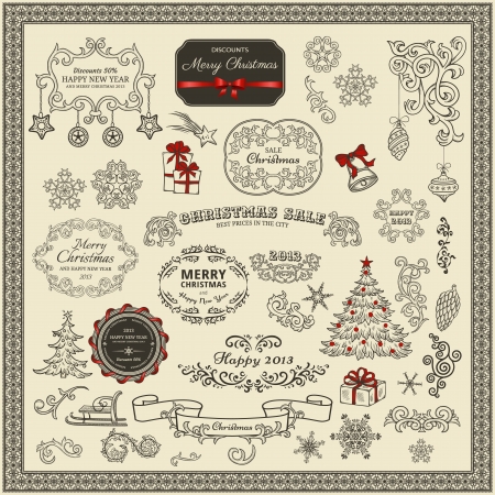 Set of Christmas design elements のイラスト素材