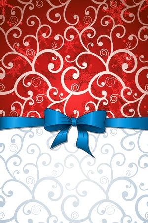 Christmas greeting card with blue bow のイラスト素材