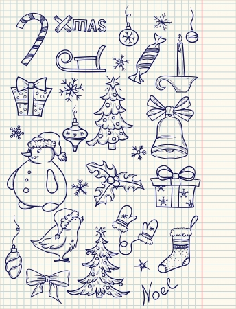 Set of doodle Christmas elementsのイラスト素材