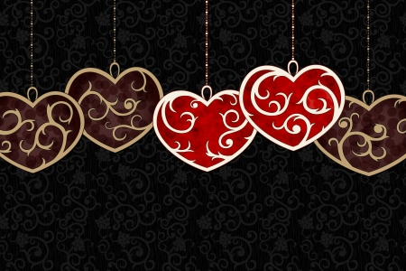 Stylish valentine background  with red and brownn heartsのイラスト素材