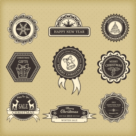 Christmas labels in retro styleのイラスト素材