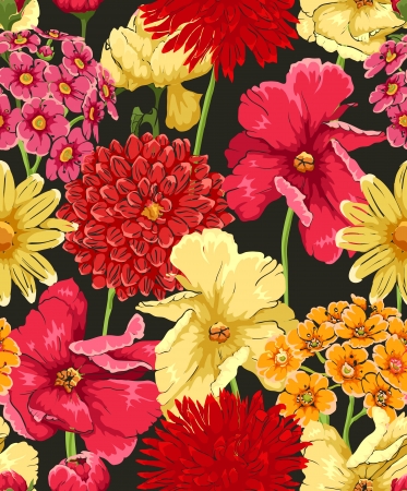 Floral seamless wallpaper in watercolor style のイラスト素材