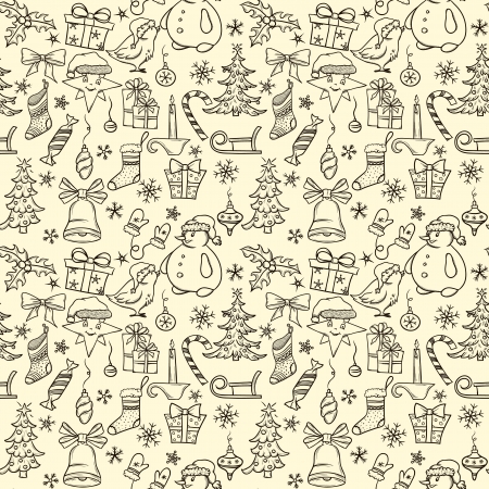 Christmas seamless pattern with big set of christmas objects のイラスト素材