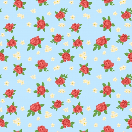 Cute floral seamless pattern on blue background のイラスト素材