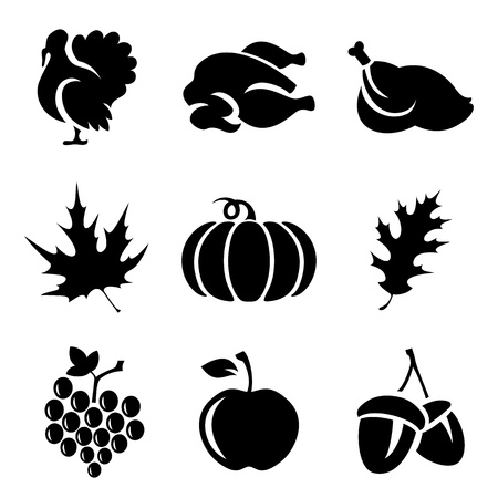 Set of Thanksgivin icons isolated on white backgroundのイラスト素材