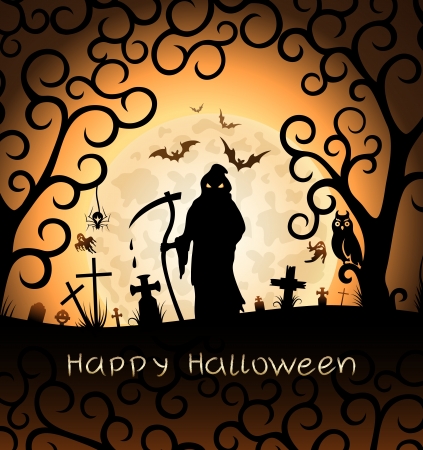 Halloween greeting card with Deathのイラスト素材