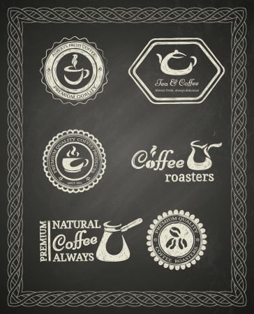 Set of chalkboard coffee labelsのイラスト素材