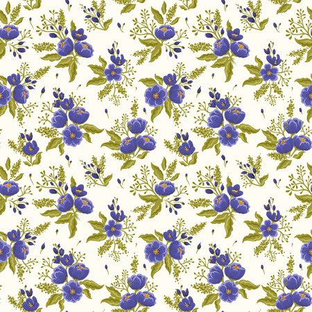 Floral seamless pattern on white beige backgroundのイラスト素材