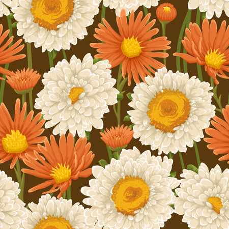 Floral pattern with white and orange flowersのイラスト素材