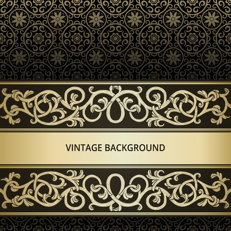 Vintage background with golden flourish elementのイラスト素材