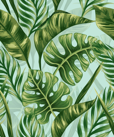Seamless pattern with palm leavesのイラスト素材