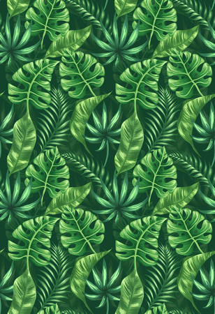 Seamless pattern with tropical palm leavesのイラスト素材