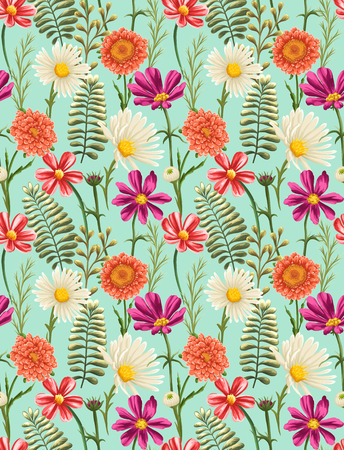 Spring seamless pattern with bright flowersのイラスト素材