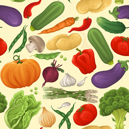 Vegetable seamless pattern with lot of vegetablesのイラスト素材