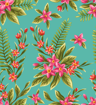 Seamless pattern with beautiful flowers in watercolor styleのイラスト素材