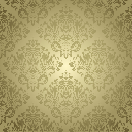 Detailed vintage seamless pattern in gold colors on dark blue backgorundのイラスト素材