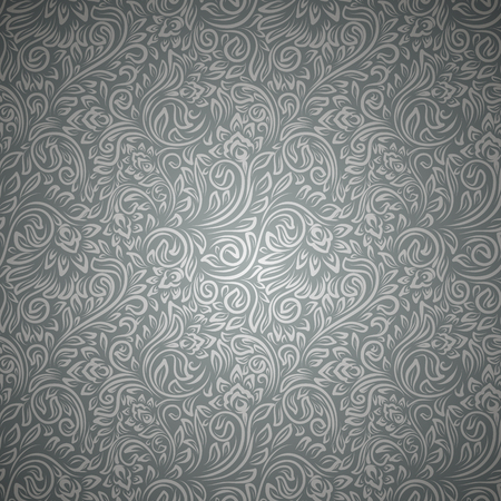 Old fashioned pattern with beautiful curls on grey backgroundのイラスト素材