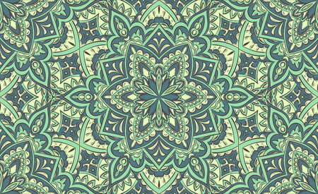 Old fashioned seamless pattern. Hexagen shape. Blue colors.のイラスト素材