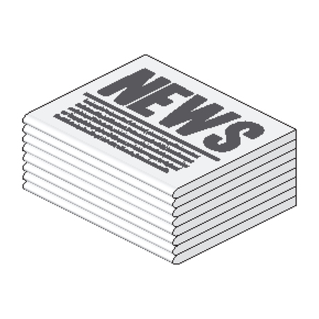 Isometric Pixel Newspaper Stackのイラスト素材