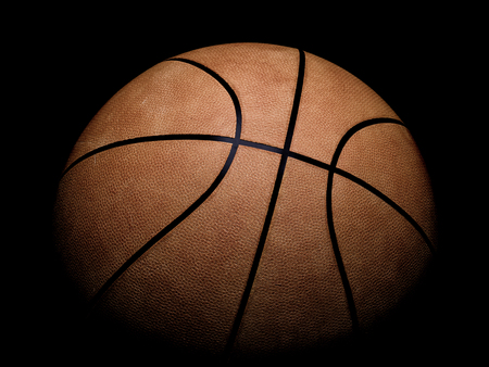 Basketball close-up on black backgroundの写真素材