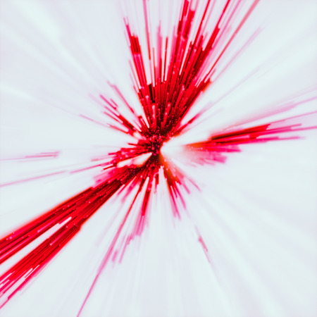 Furious blast or explosion design with square, blue bars on a glowing orange, shining backdrop in square format. Power Energy Tunnel or streamの写真素材