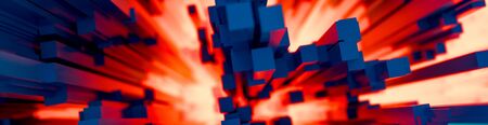Abstract energy tunnel background of colorful diverging radiating rods or geometric rectangular...