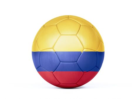 Football or soccer ball with the colours of the Colombian national Flag conceptual of team supportの写真素材
