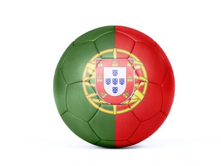 Football or soccer ball with the colours of the Portuguese national Flag conceptual of team supportの写真素材