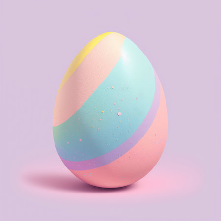 Pastel colored easter egg in front of studio background. Generative AIの素材