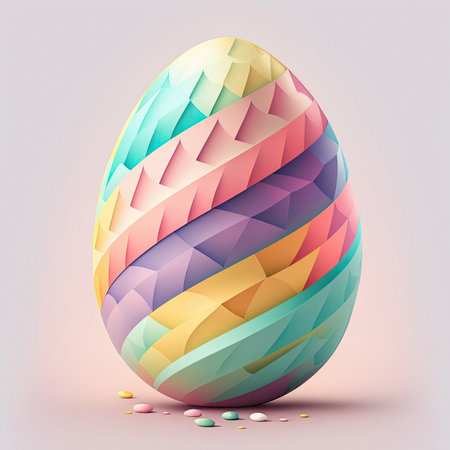 Pastel colored easter egg in front of studio background. Generative AIの素材