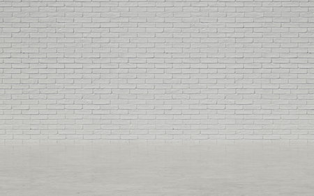 Graphic design of white brick wall texture seamless illustration. Digital 3d design White Brick Wall Surface Background. White textured copy space wallの写真素材