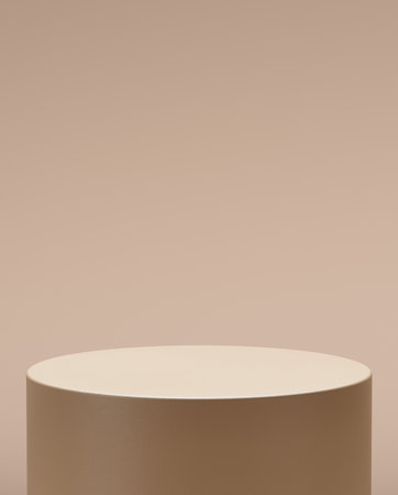 Cylindrical pastel color pedestal. 3d computer graphic template of displaying place for your products. Blank template.の写真素材