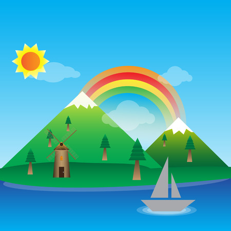 cartoon landscape design vectorのイラスト素材