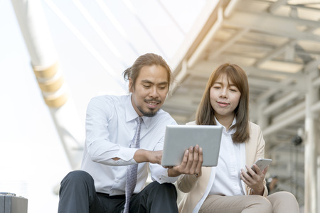 Business man and woman work together. Business Team Corporate Working Concepts.の写真素材
