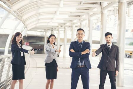 Team meeting introduce company worker in conference room. Diversity of Friend and student in Teams. Partner Team Shake hands together. Business Meeting Concept.の写真素材