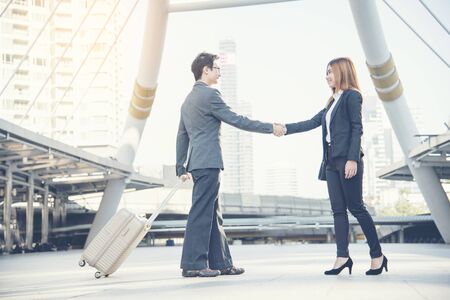 Success Business man giving hand shake.の写真素材