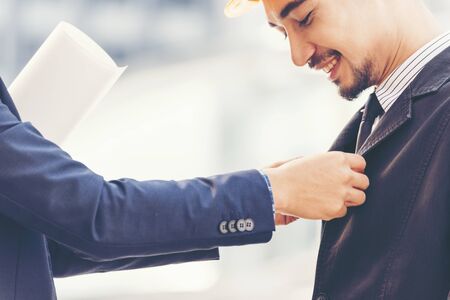 Habits of Leaders Who Inspire Loyal Businessman with Loyalty.Leaders still excel at remarkable loyalty customer help collaboration teams dependable  true value customer.  Loyalty Leadership Conceptの写真素材