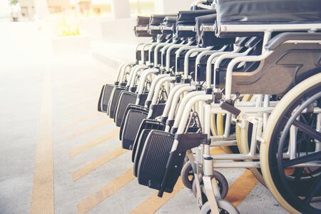 Roll of wheel chair with the hard sunlight. Healthcare conceptの写真素材