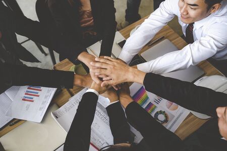 Group diversity partner business meeting trust in businessman and tam talking together modern city asian Teamwork Collaboration Team Meeting Communication concept with Business people Working Togetherの写真素材