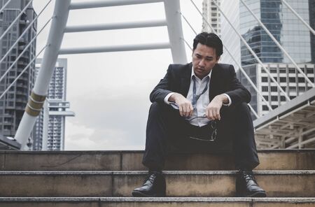 Virus Covid 19 business failures crisis laid off due to corona virus unemployed Jobless People Crisis who Recession, Stress and lose job. Despair office People feel Stressful in depressed situationの写真素材