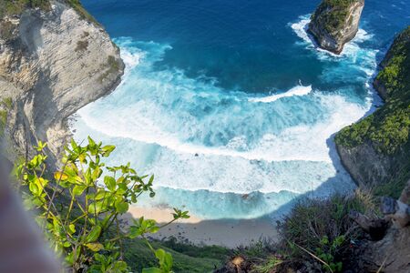Blue ocean paradise turquoise sea water for summer vacation time. Nature tropical island landscape. Travel and journey conceptの写真素材
