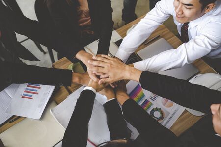 Group diversity partner business meeting trust in businessman and tam talking together modern city asian Teamwork Collaboration Team Meeting Communication concept with Business people Working Togetherの写真素材