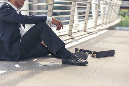 Virus Covid 19 business failures crisis laid off due to coronavirus unemployed Jobless People Crisis who Recession, Stress, lose job. Despair office People Stressful in corona covid-19 epidemic crisisの写真素材