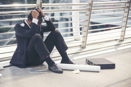 Virus Covid 19 business failures crisis laid off due to coronavirus unemployed Jobless People Crisis who Recession, Stress, lose job. Despair office People Stressful in corona covid-19 epidemic crisisの写真素材