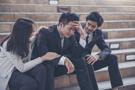 Covid 19 business failures crisis laid off due to  unemployed Jobless People Crisis who Recession, Stress, lose job. Despair office People Stressful in  covid-19 epidemic crisisの写真素材