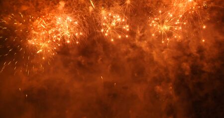 Firework celebrate anniversary happy new year 2020, 4th of july holiday festival. colorful firework in the night time to celebrate national holiday. countdown to new year 2020 party time event.の写真素材