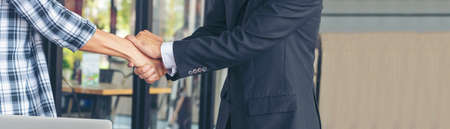 Banner template Partner Business Trust Teamwork Partnership. Industry contractor fist bump dealing...