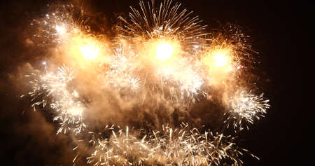 Golden Firework celebrate anniversary happy new year 2022, 4th of july holiday festival. Gold...
