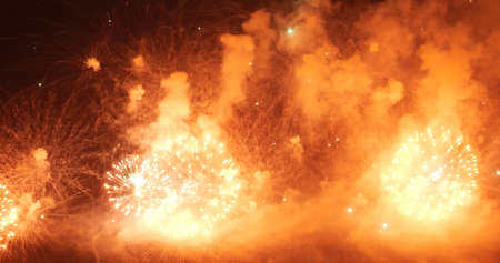 Golden Firework celebrate anniversary happy new year 2022, 4th of july holiday festival. Gold...